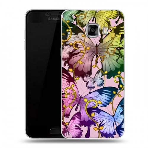 Дизайнерский пластиковый чехол для Samsung Galaxy C5 Паттерн насекомых 