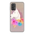 Дизайнерский силиконовый чехол для Samsung Galaxy A32 Животные с цветами