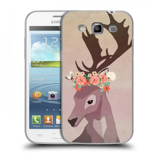 Дизайнерский пластиковый чехол для Samsung Galaxy Win Животные с цветами