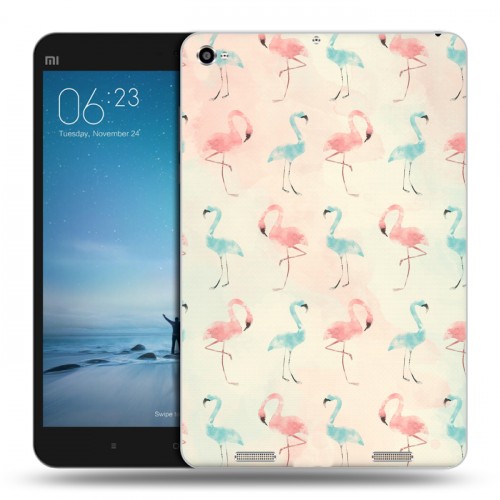 Дизайнерский силиконовый чехол для Xiaomi Mi Pad 2 Розовые фламинго