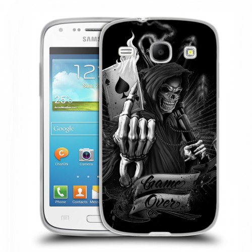 Дизайнерский пластиковый чехол для Samsung Galaxy Core Скелет и туз