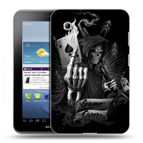 Дизайнерский силиконовый чехол для Samsung Galaxy Tab 2 7.0 Скелет и туз