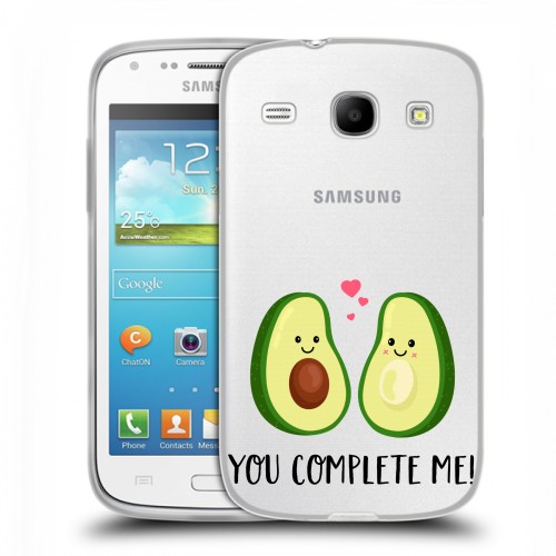Полупрозрачный дизайнерский пластиковый чехол для Samsung Galaxy Core Парочка Авокадо