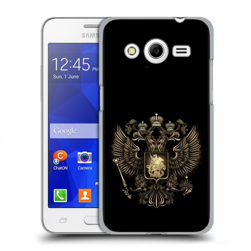 Дизайнерский пластиковый чехол для Samsung Galaxy Core 2 герб России золотой
