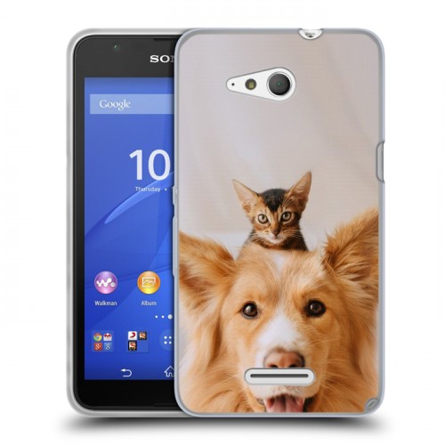 Дизайнерский пластиковый чехол для Sony Xperia E4g Собака и котенок
