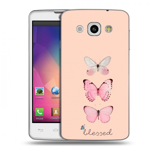 Дизайнерский пластиковый чехол для LG L60 Бабочки розовые