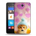 Дизайнерский силиконовый чехол для Microsoft Lumia 430 Dual SIM Котенок в шапке