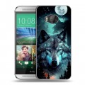 Дизайнерский силиконовый чехол для HTC One ME Волк и луна