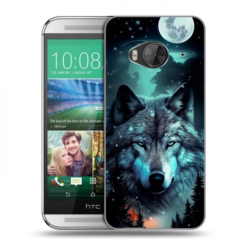 Дизайнерский силиконовый чехол для HTC One ME Волк и луна