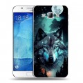 Дизайнерский пластиковый чехол для Samsung Galaxy A8 Волк и луна