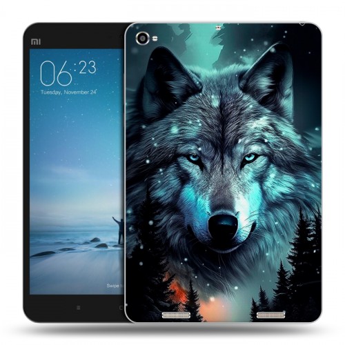 Дизайнерский силиконовый чехол для Xiaomi Mi Pad 2 Волк и луна