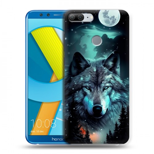Дизайнерский пластиковый чехол для Huawei Honor 9 Lite Волк и луна
