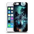 Дизайнерский пластиковый чехол для Iphone 5s Волк и луна