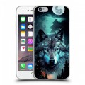 Дизайнерский пластиковый чехол для Iphone 6/6s Волк и луна