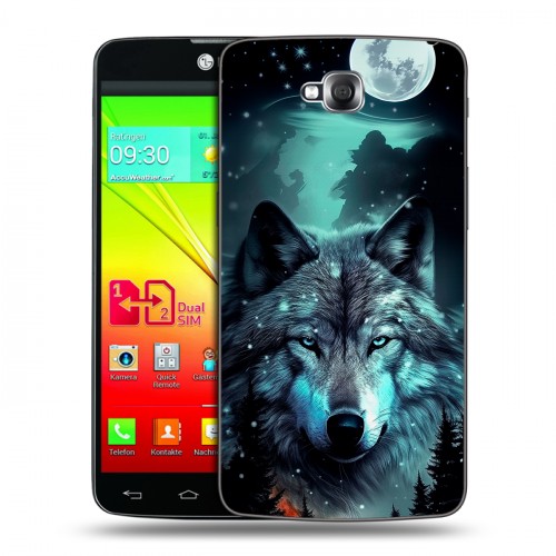 Дизайнерский силиконовый чехол для LG G Pro Lite Dual Волк и луна