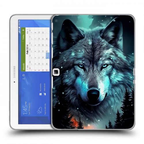 Дизайнерский силиконовый чехол для Samsung Galaxy Tab 4 10.1 Волк и луна