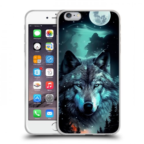 Дизайнерский силиконовый чехол для Iphone 6 Plus/6s Plus Волк и луна