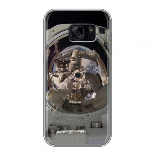 Дизайнерский силиконовый чехол для Samsung Galaxy S7 Edge Космонавт