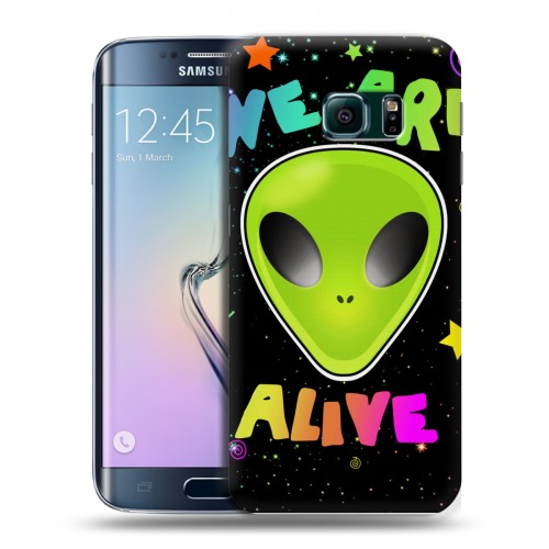 Дизайнерский пластиковый чехол для Samsung Galaxy S6 Edge Яркие инопланетяне