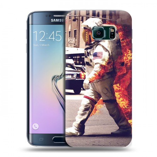 Дизайнерский пластиковый чехол для Samsung Galaxy S6 Edge Космонавт