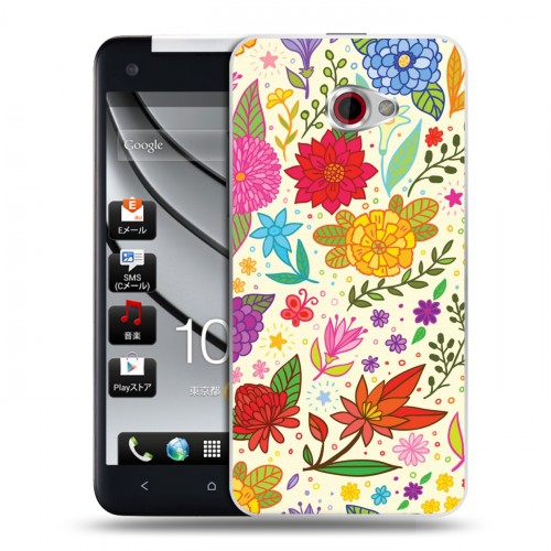 Дизайнерский пластиковый чехол для HTC Butterfly S Цветочные мотивы