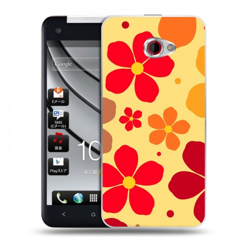 Дизайнерский пластиковый чехол для HTC Butterfly S Бежевые цветы