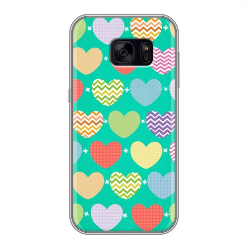 Дизайнерский силиконовый чехол для Samsung Galaxy S7 Edge Узорные сердечки