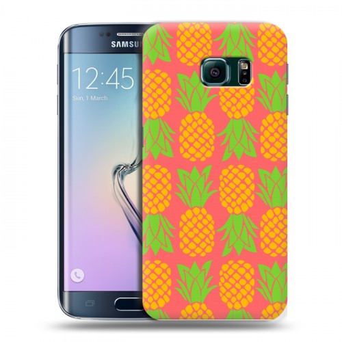 Дизайнерский пластиковый чехол для Samsung Galaxy S6 Edge Ананасовые узоры