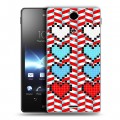 Дизайнерский пластиковый чехол для Sony Xperia TX Пиксельные сердца