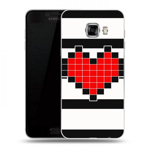 Дизайнерский пластиковый чехол для Samsung Galaxy C5 Пиксельные сердца