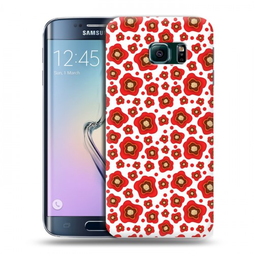 Дизайнерский пластиковый чехол для Samsung Galaxy S6 Edge Маковые узоры