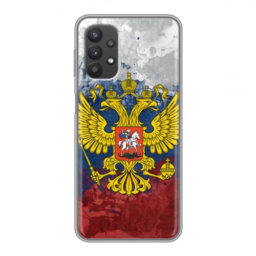 Дизайнерский силиконовый чехол для Samsung Galaxy A32 Российский флаг и герб