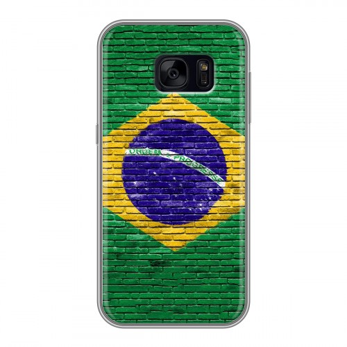 Дизайнерский силиконовый чехол для Samsung Galaxy S7 Edge Флаг Бразилии