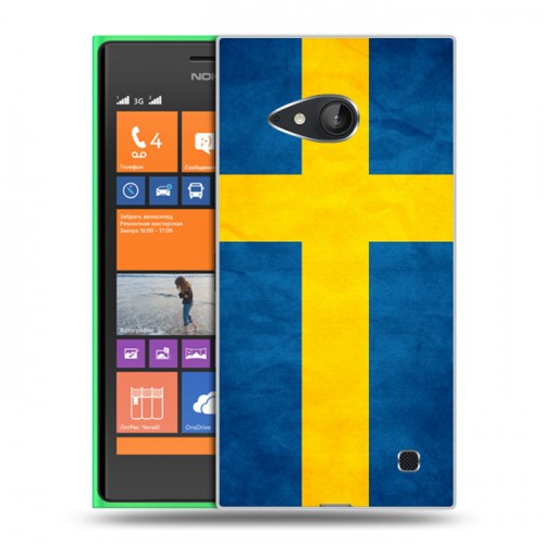 Дизайнерский пластиковый чехол для Nokia Lumia 730/735 Флаг Швеции