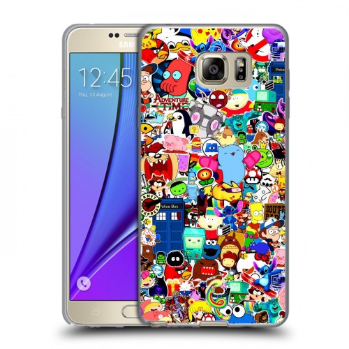 Дизайнерский пластиковый чехол для Samsung Galaxy Note 5 Яркие стикеры