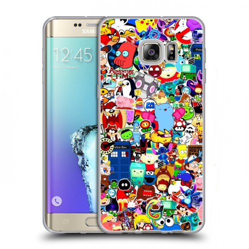 Дизайнерский пластиковый чехол для Samsung Galaxy S6 Edge Plus Яркие стикеры