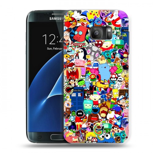 Дизайнерский силиконовый с усиленными углами чехол для Samsung Galaxy S7 Яркие стикеры