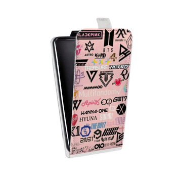 Дизайнерский вертикальный чехол-книжка для Samsung Galaxy S6 Edge К-поп фон розовый (на заказ)