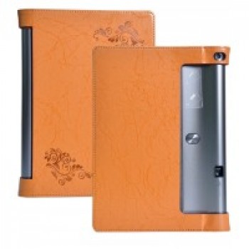 Дизайнерский чехол подставка с рамочной защитой и рельефным принтом для Lenovo Yoga Tab 3 Pro Оранжевый