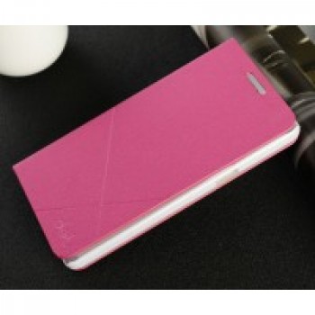 Чехол портмоне подставка на пластиковой основе с защелкой текстура Линии для Samsung Galaxy A3 Розовый