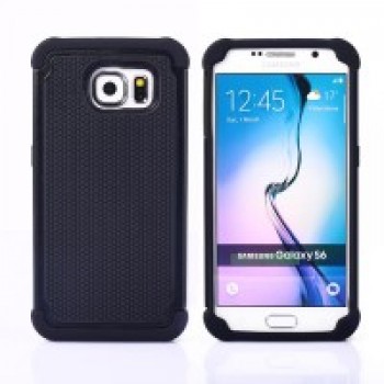 Силиконовый двухкомпонентный чехол экстрим защита для Samsung Galaxy S6 Черный