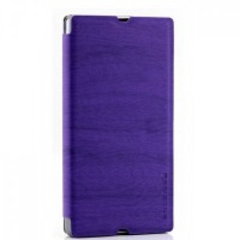 Чехол горизонтальная книжка подставка текстура Дерево на пластиковой основе на присосках для Sony Xperia Z Фиолетовый