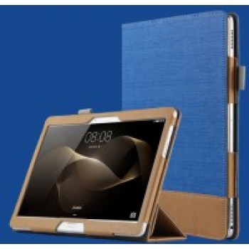 Сегментарный чехол книжка подставка текстура Линии с рамочной защитой экрана, крепежом для стилуса и тканевым покрытием для Lenovo Tab 2 A10 Синий