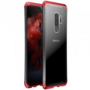 Металлический округлый двухцветный премиум бампер сборного типа с задней крышкой из закаленного защитного стекла для Samsung Galaxy S9 Plus Красный