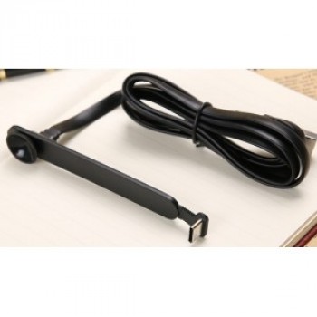 Игровой антизапутываемый силиконовый кабель плоского сечения USB Type-C 1.2м с универсальным держателем на присоске Черный