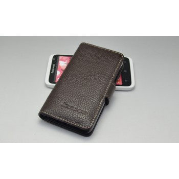 Кожаный чехол портмоне (нат. кожа) для Lenovo Ideaphone P770 Коричневый