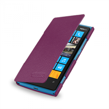 Чехол для Nokia Lumia 920 кожаный (нат. кожа) книжка горизонтальная Фиолетовый