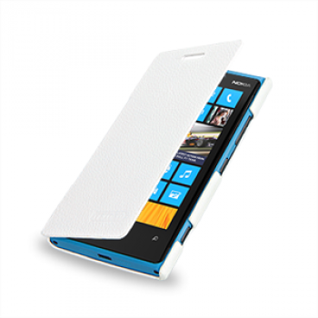 Чехол для Nokia Lumia 920 кожаный (нат. кожа) книжка горизонтальная Белый