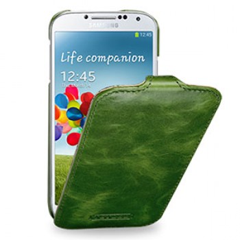 Кожаный эксклюзивный чехол ручной работы (цельная телячья кожа) для Samsung Galaxy S4 зеленый