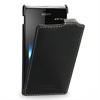Чехол кожаный книжка вертикальная (нат. кожа) для Sony Xperia J ST26i